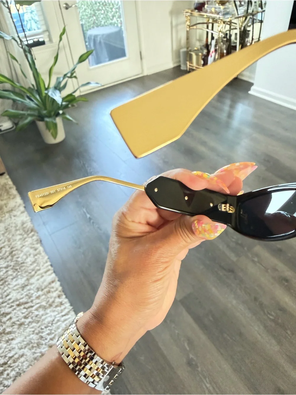 Fendi Black and Gold Logo Shield Sunglasses